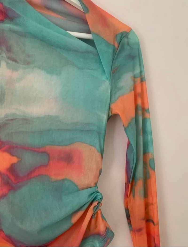 Mesh slim-fit colorful top, foto 3