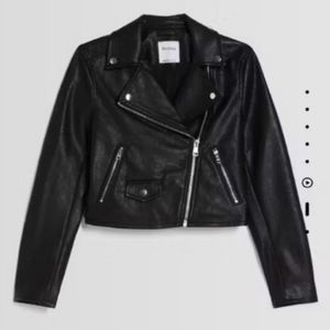 Bershka Streetwear Leather jacket Wanita black
