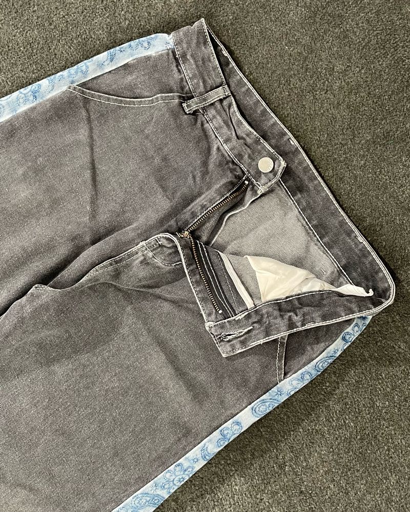 Baggy washed black strip paisley, foto 3
