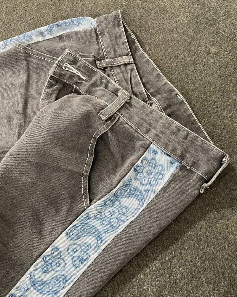Baggy washed black strip paisley, foto 6