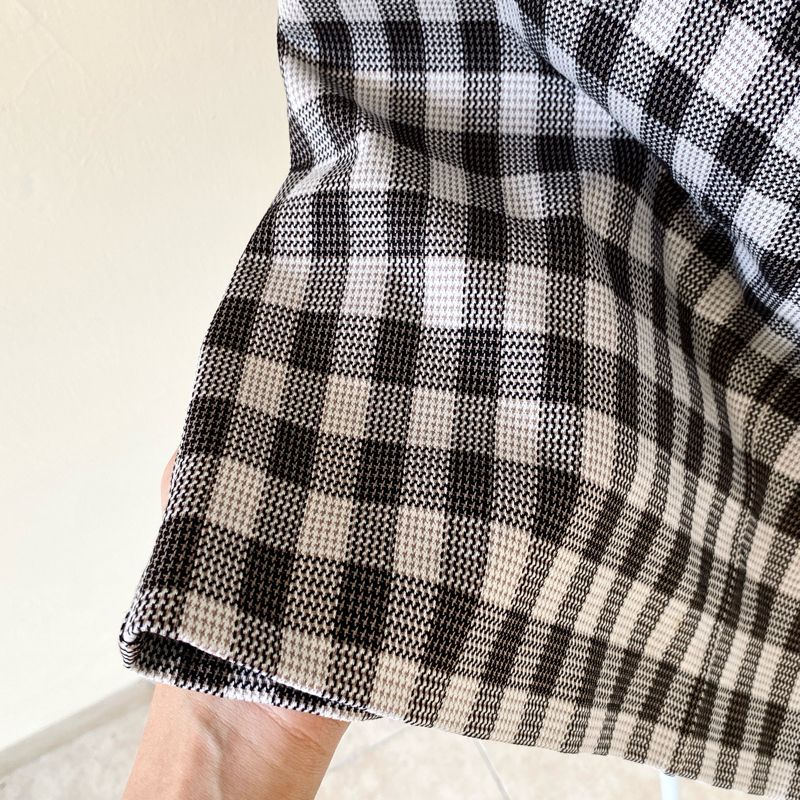 Knit Rajut Brown Checkered Button Skirt, foto 5