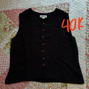 Black Vest Hitam Rompi Kantoran Formal Vintage milkmaid top