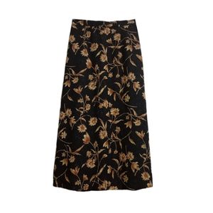Vintage skirt floral black yellow gold printed fairy retro
