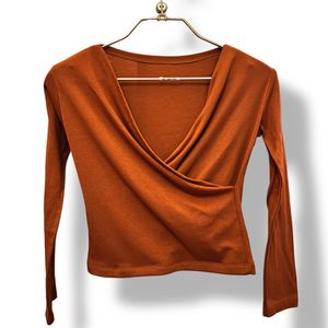 terracotta wrap long sleeve top