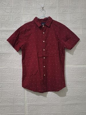 Kemeja Pria Merah Lengan Pendek