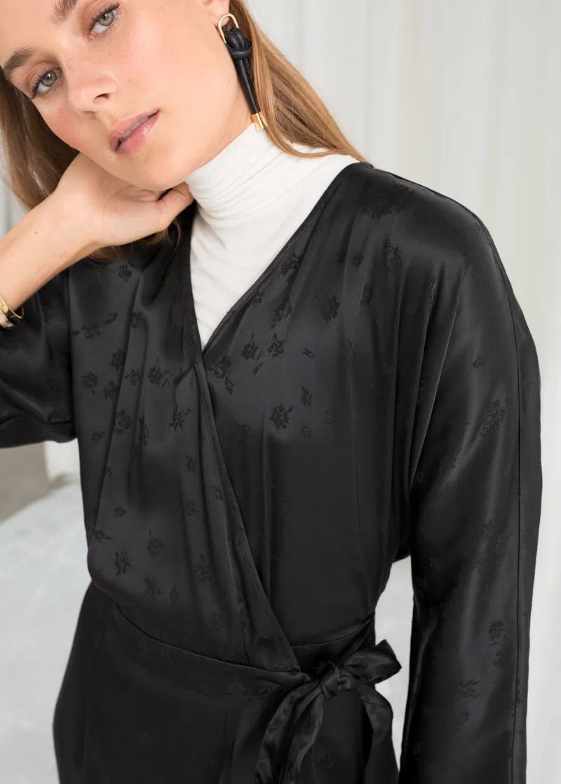 jacquard satin wrap dress, foto 4