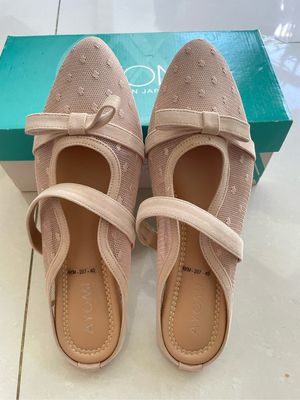 NEW AYOMI sepatu sandal lace wanita cream nude