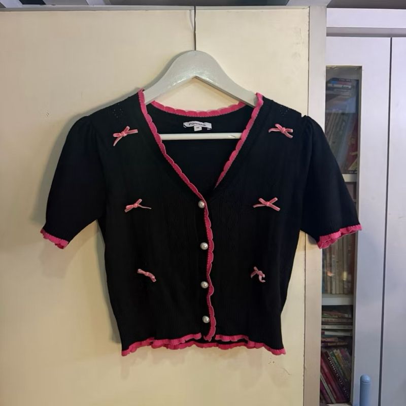 Pomelo Bow Knitted Top - Black, foto 4