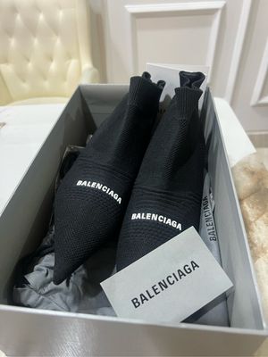 Balenciaga knife knit boots black white kitten