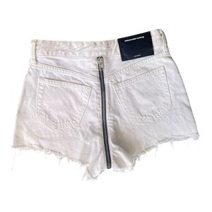 alexander wang high waist bite zip white denim shorts pants