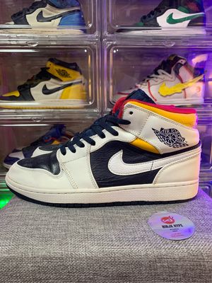AIR JORDAN 1 MID ROYAL BLUE LASER ORANGE , AIR JORDAN 1 MID