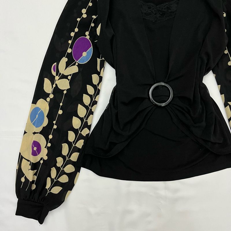 lace-trimmed mesh sleeve top, foto 4
