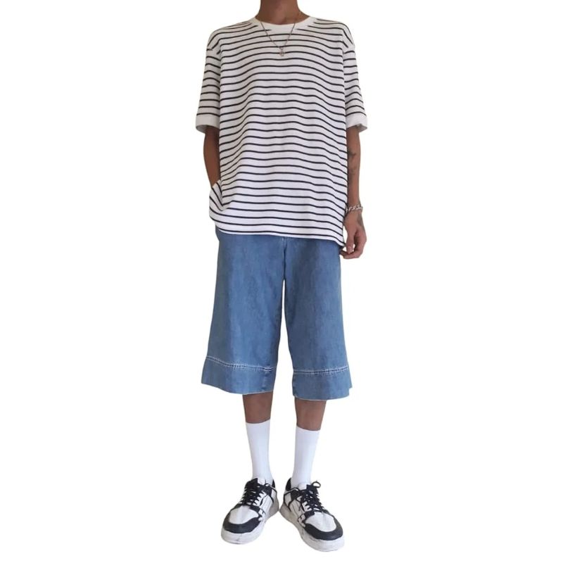 Stripe pattern oversize boxy tee, foto 6