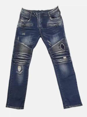 Balmain Biker jeans Ripped 6 Pocket color blue made in italy