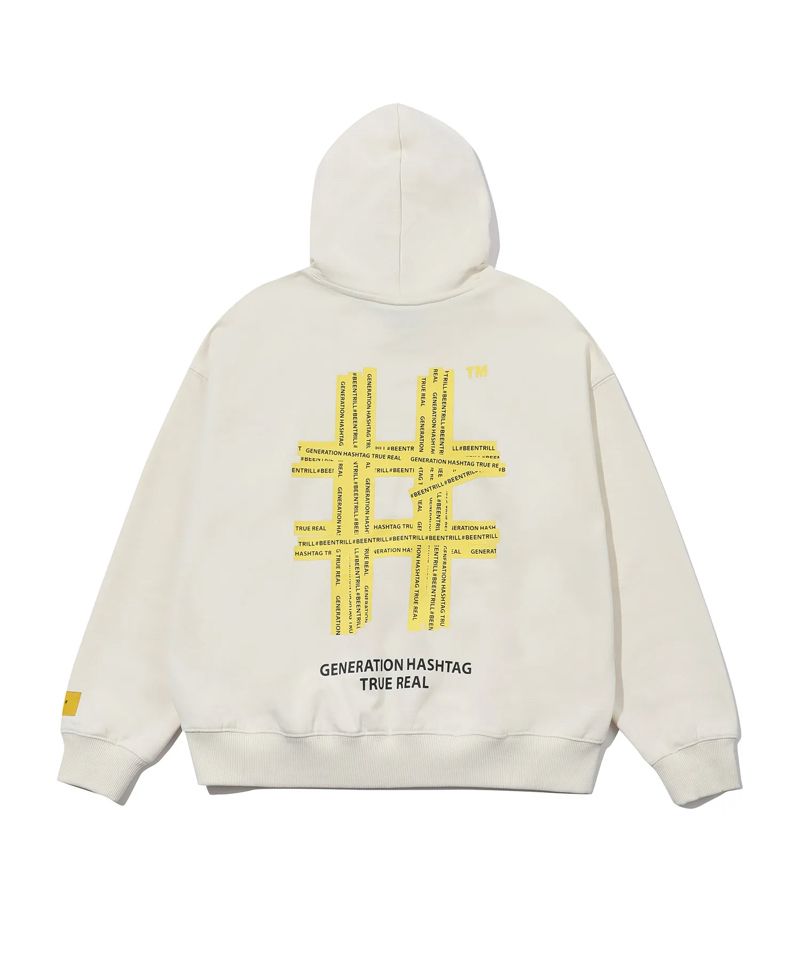 BEENTRILL Yellow Taping Hashtag Overfit Hoodie - Preloved