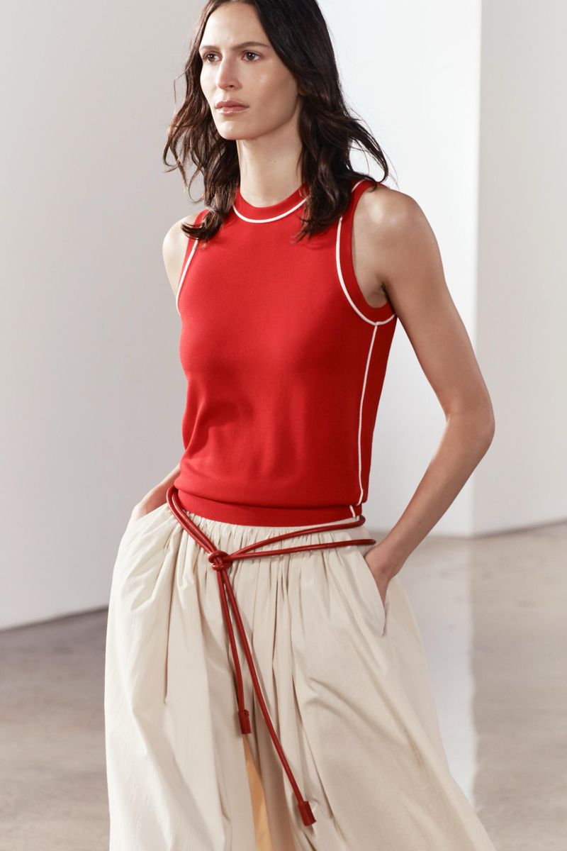 Zara plain knit top with contrast trims in red, foto 8