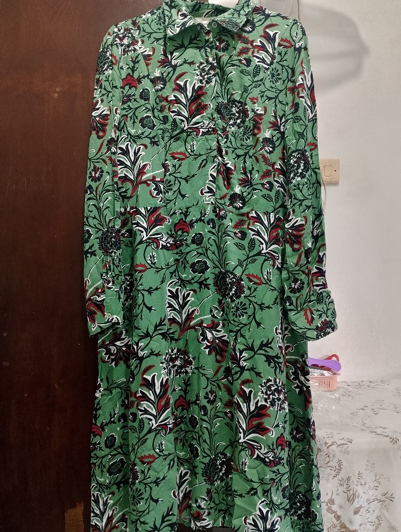 Midi Dress corak hijau, foto 2