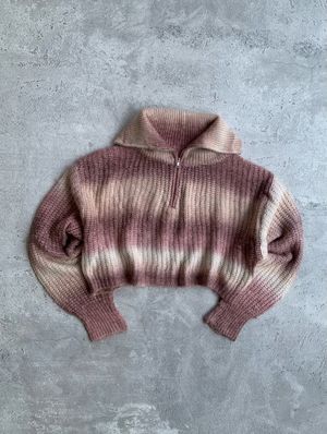 Knitwear vintage gradient croped half zip pattern by Ingni