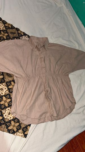 Casual Minimalist Blouse Wanita white tan