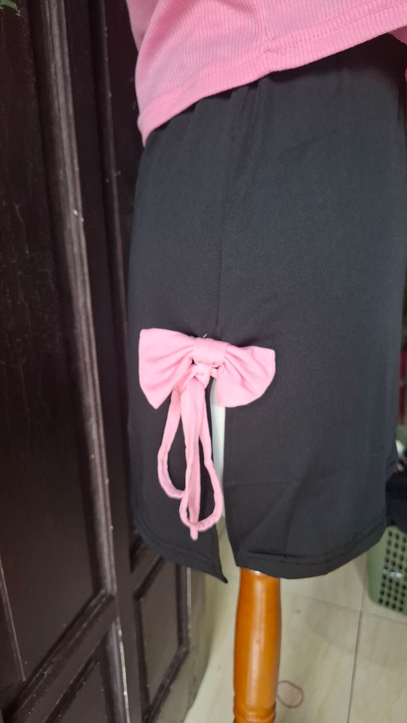 One Set Pink Lucu Crop Rok Span, foto 2