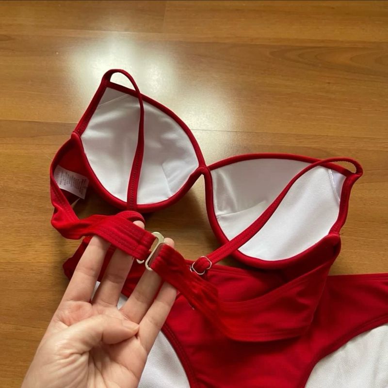 [NEW] Bikini set merah 3 piece dengan Outer Rajut, foto 6