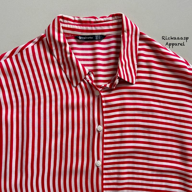 Stradivarius - Red Striped Poplin Shirt, foto 3