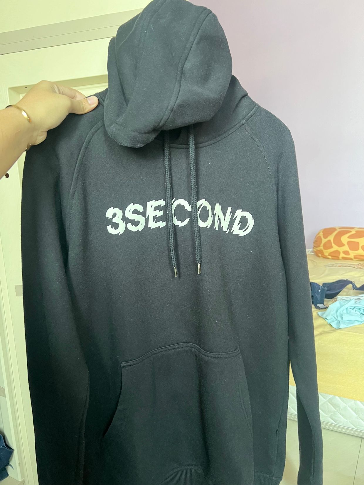 3 Second Vintage Casual Hoody Pria black