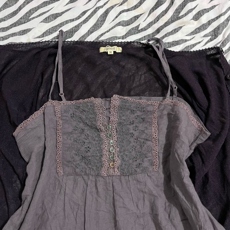 Y2K purple one set lace tanktop, foto 6