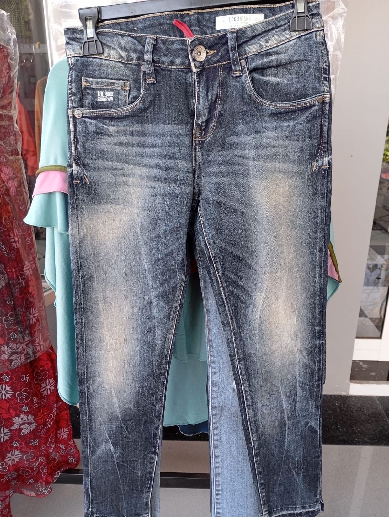 Grunge Casual Skinny jeans Wanita white navy
