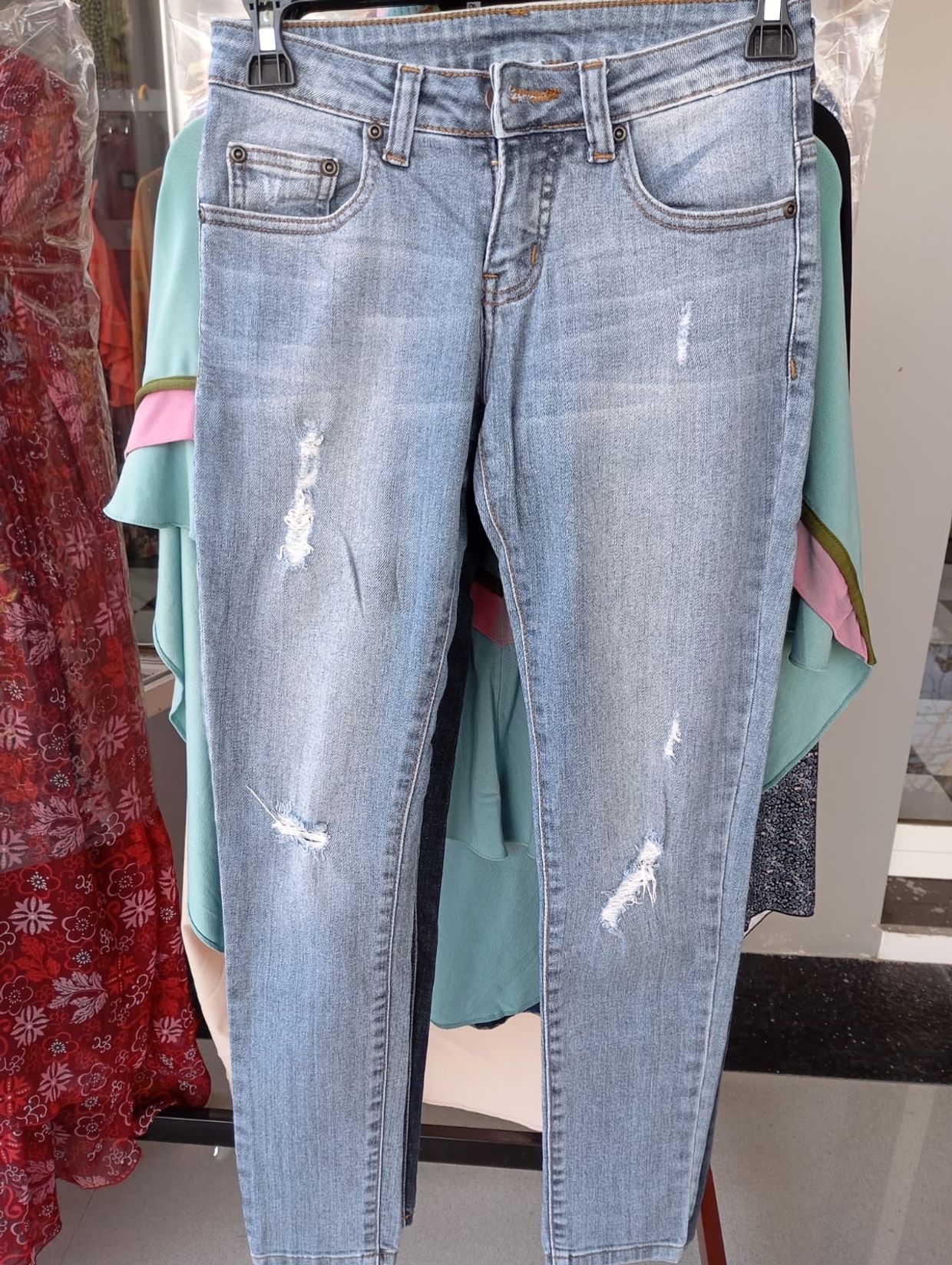 Alpha Industries Vintage Casual Ripped jeans Wanita white blue