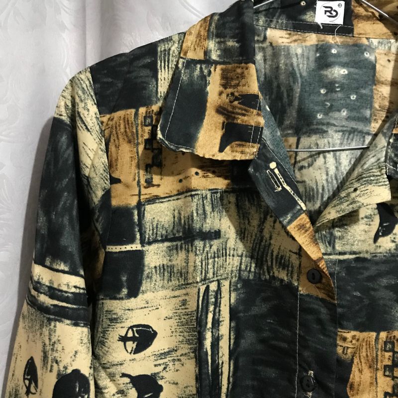 abstract pattern button up crop shirt, foto 4