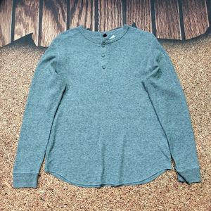 kaos panjang pria sweater rajut UNIQLO long sleeve abu abu