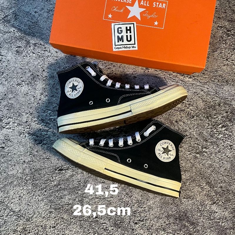 Converse 70s Hi Black White Preloved