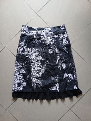 Black Flower Midi Skirt
