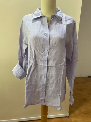 Uniqlo kemeja linen ungu