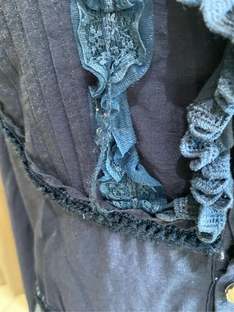 Gothic dark blue blouse ruffles, foto 5