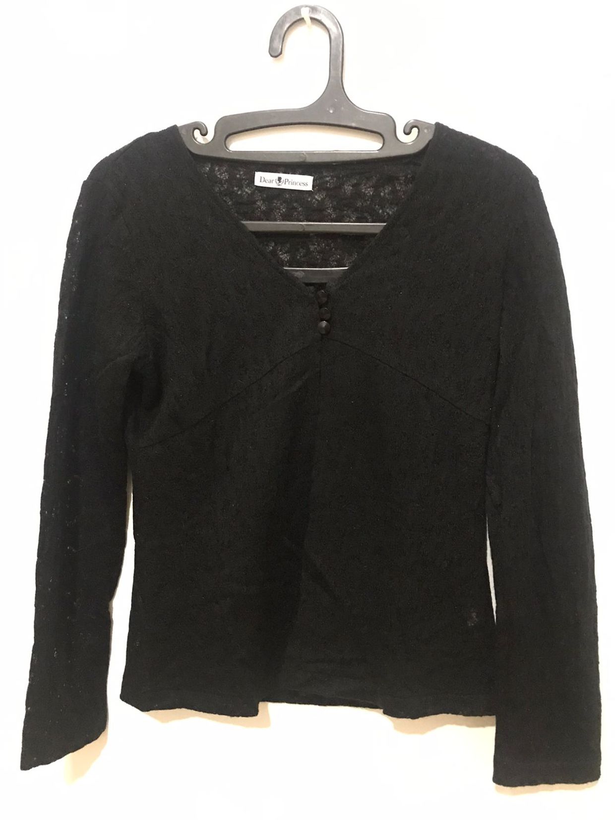 Black vintage Cardigan Bahan seperti brukat,