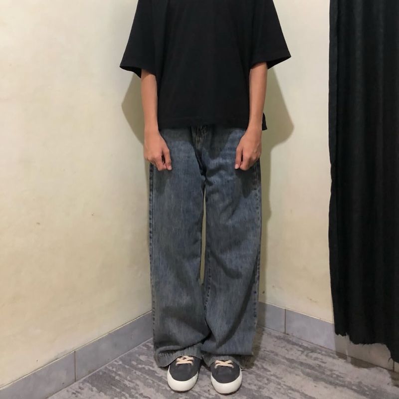 Blue stone washed baggy jeans, foto 2