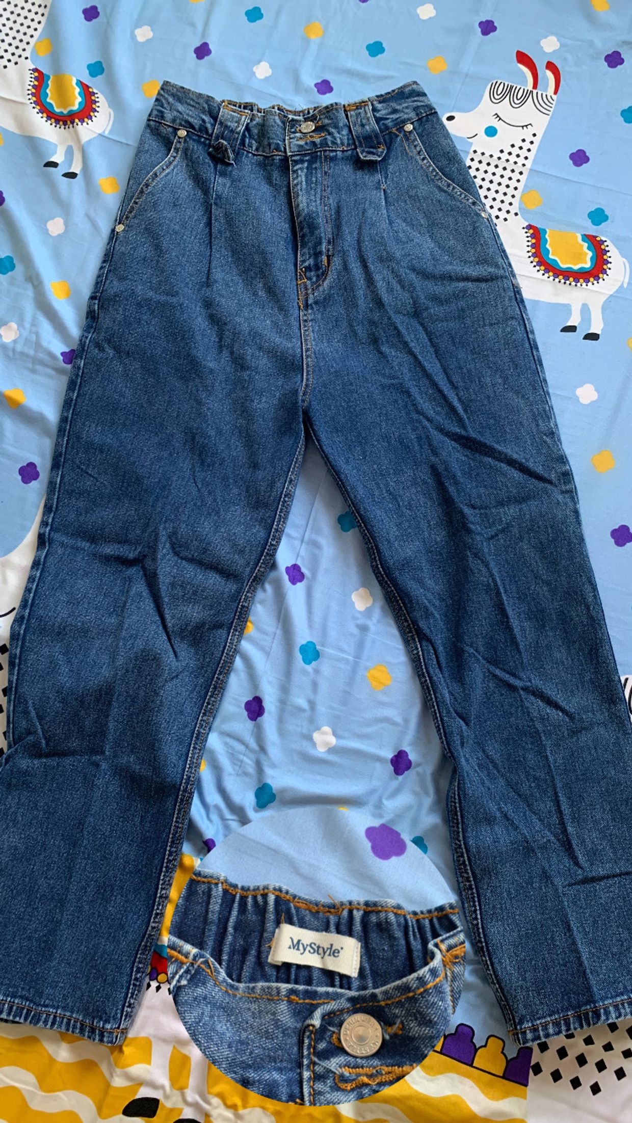 Casual Wide leg jeans Wanita navy blue
