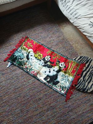 Vtg Swan Velveteen Tapestry Walldecor