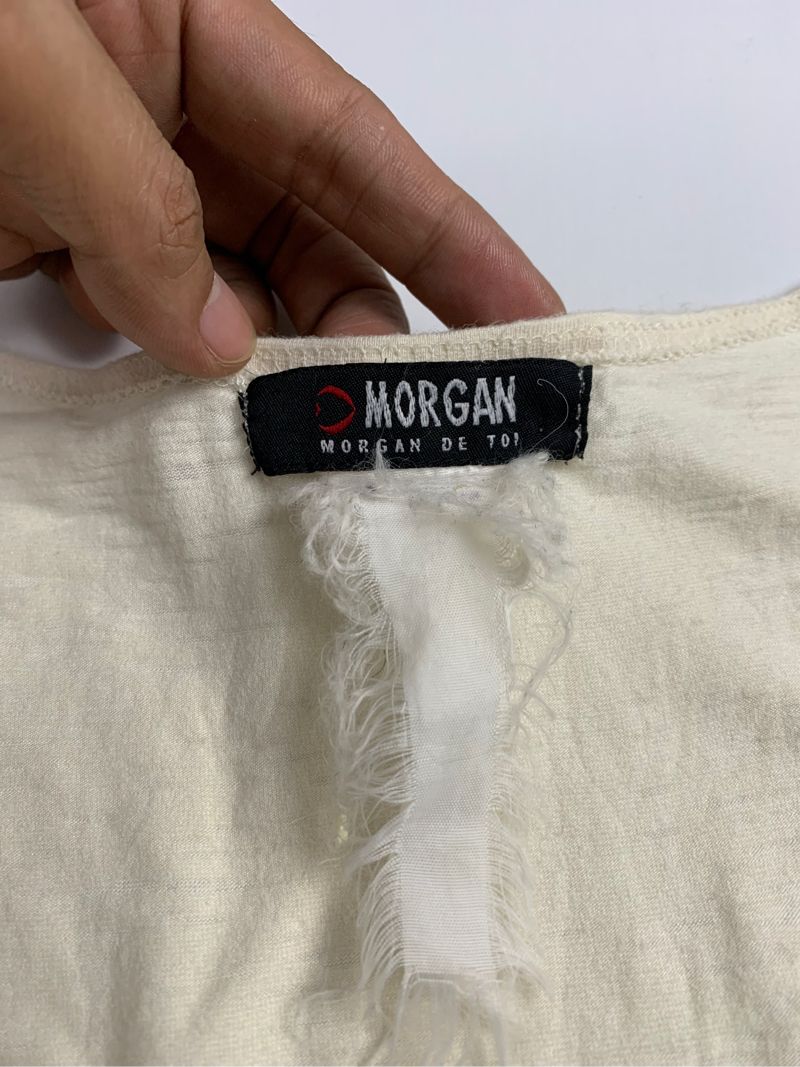 Y2k Morgan Top Sequin Sleeveless Trim Mesh Broken White, foto 2