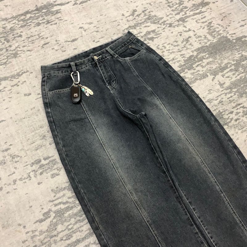 Dark retro washed loose baggy jeans, foto 3