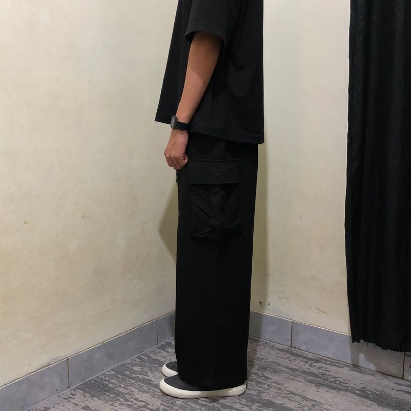 Lizard std wide loose sweat cargopants black, foto 2