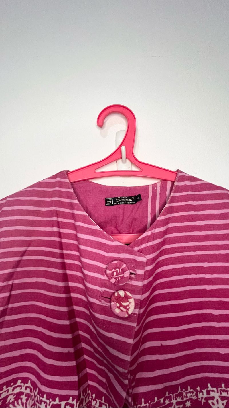 Baju blouse outer batik pink, foto 3