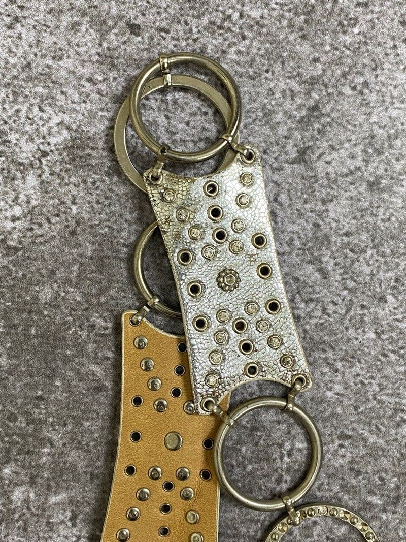 y2k silver leather swarovski chain ring belt, foto 3