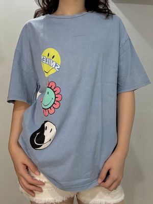 Zara Streetwear Casual T-shirt Wanita yellow blue