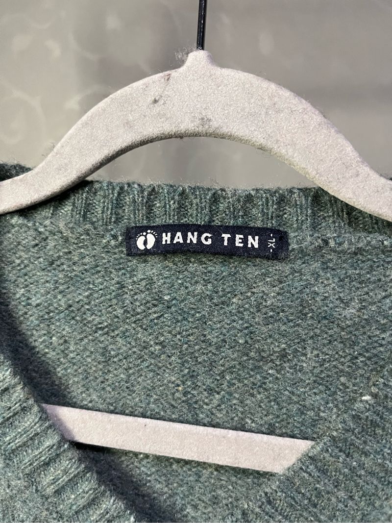 Knitwear V-neck Hangten green, foto 2