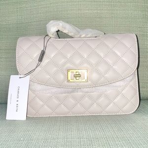 CHARLES & KEITH Quilted Chain Bag - Ivory