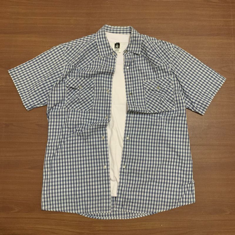 kemeja pendek motif double pocket, foto 2