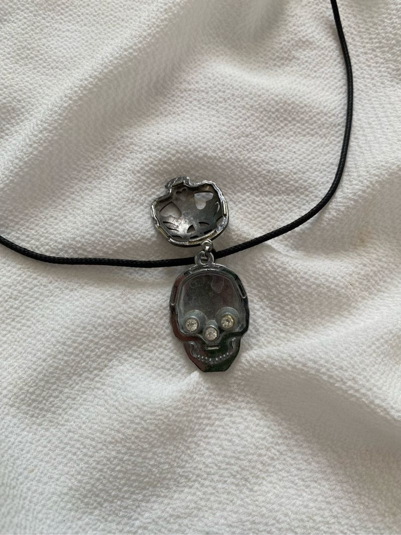 Skull Necklace Black Grey, foto 3